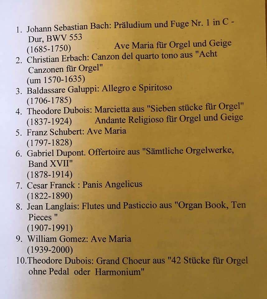 Programm Orgelkonzert